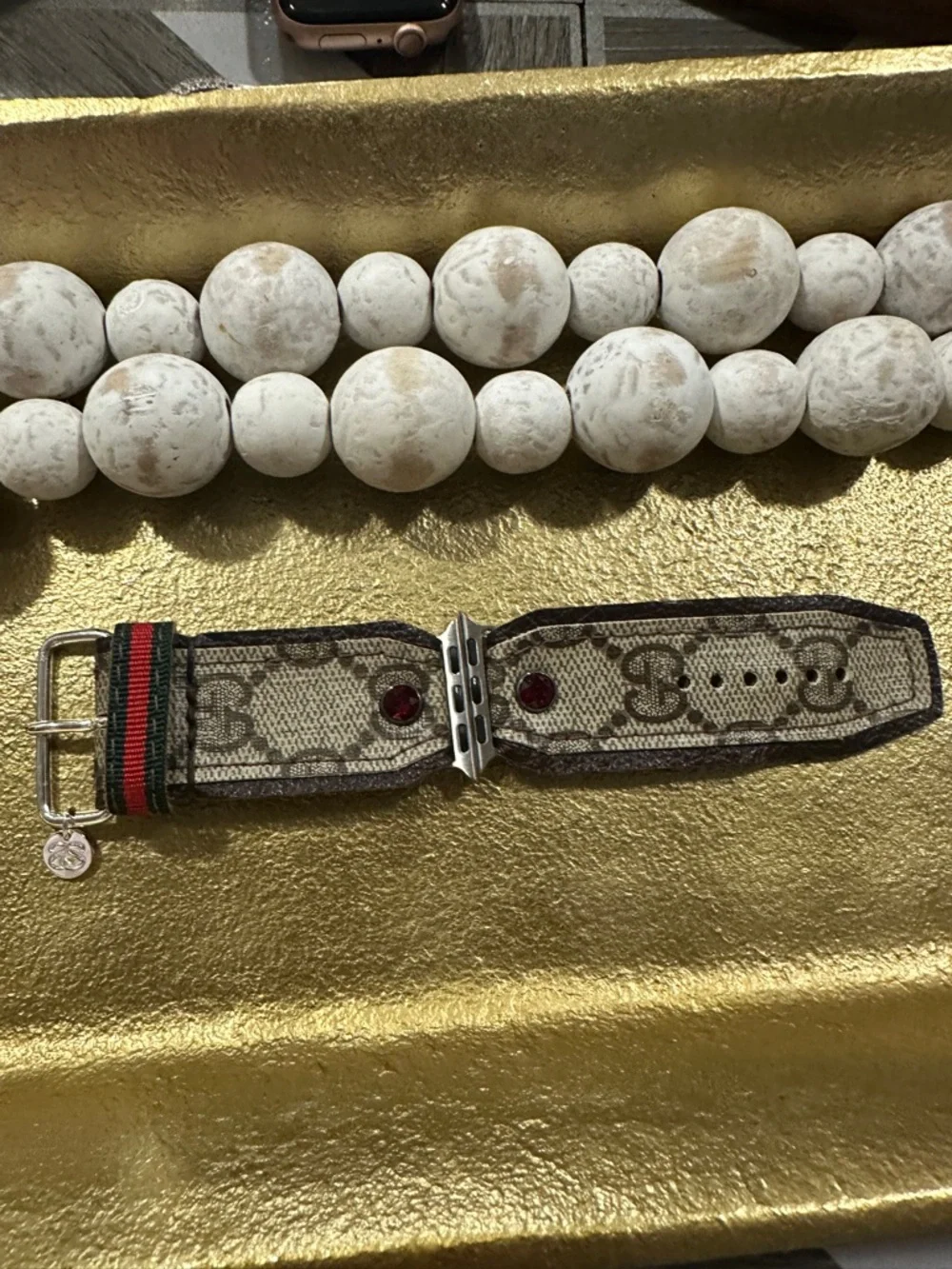 Gucci Watch Band with Green-Red Stripe. Size 2 small adapters. - Picture 3 of 4